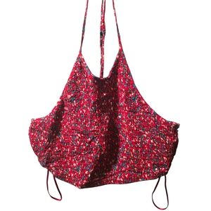 Pins & Needles Red Multicolor Smocked Crop Halter Top